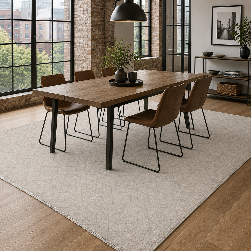 Tapis Moderne Crème et Blanc Lavable Oriane, vue 5