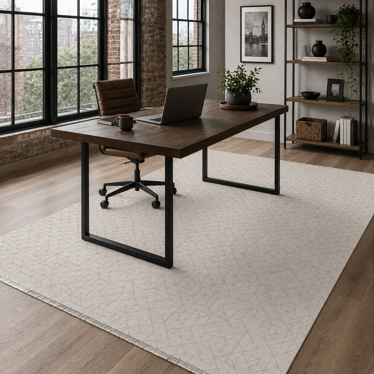 Tapis Moderne Crème et Blanc Lavable Oriane, vue 7