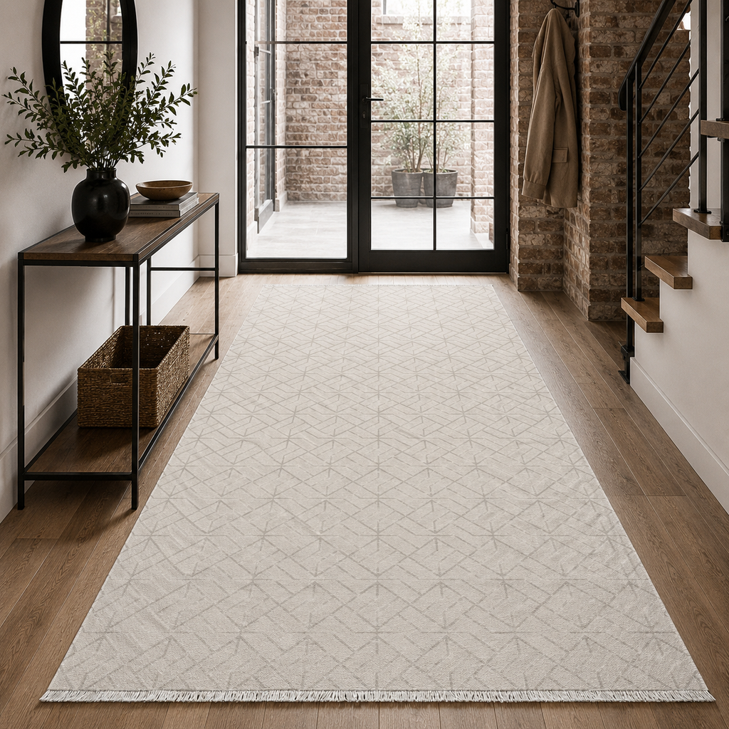Tapis Moderne Crème et Blanc Lavable Oriane, vue 8