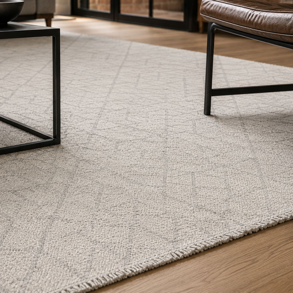 Tapis Moderne Crème et Blanc Lavable Oriane, vue 9
