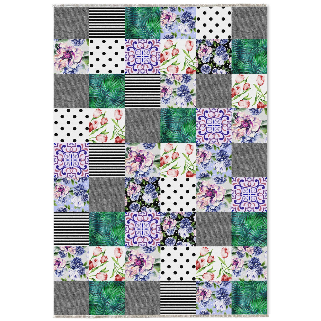 Détail du motif du tapis géométrique moderne gris lavable Sarah