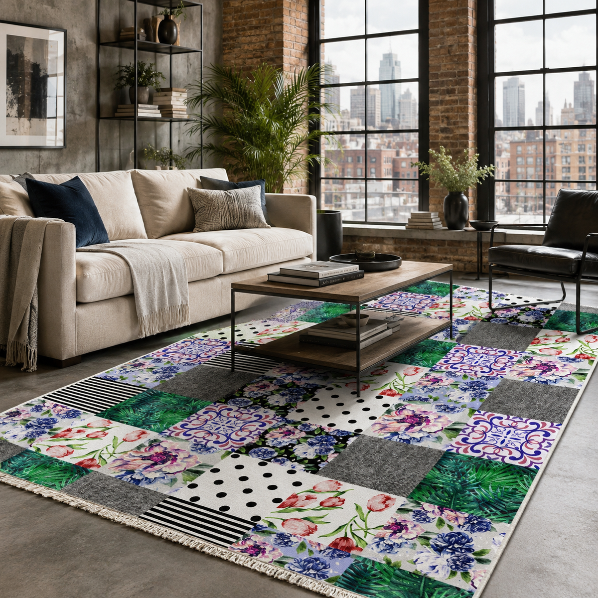 Tapis Géométrique Moderne Gris Lavable Sarah, vue 3