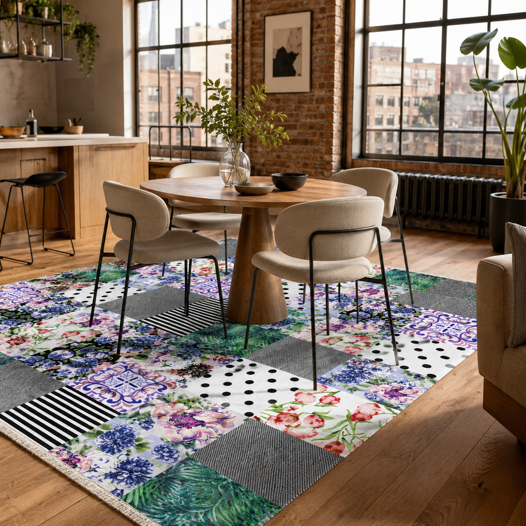 Tapis Géométrique Moderne Gris Lavable Sarah, vue 5