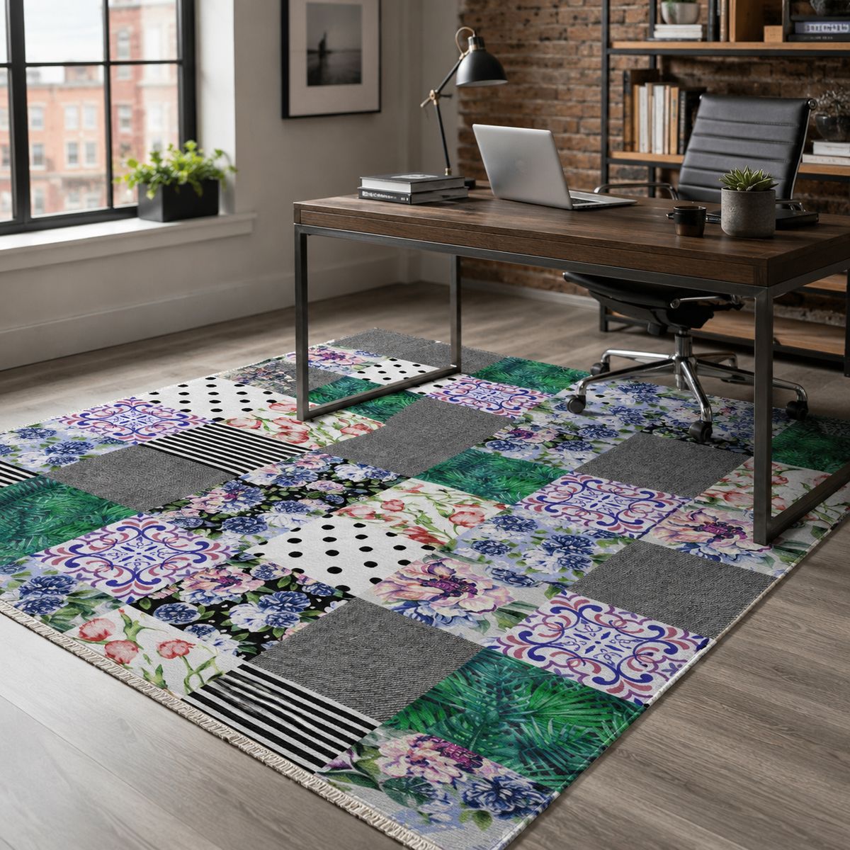 Tapis Géométrique Moderne Gris Lavable Sarah, vue 6