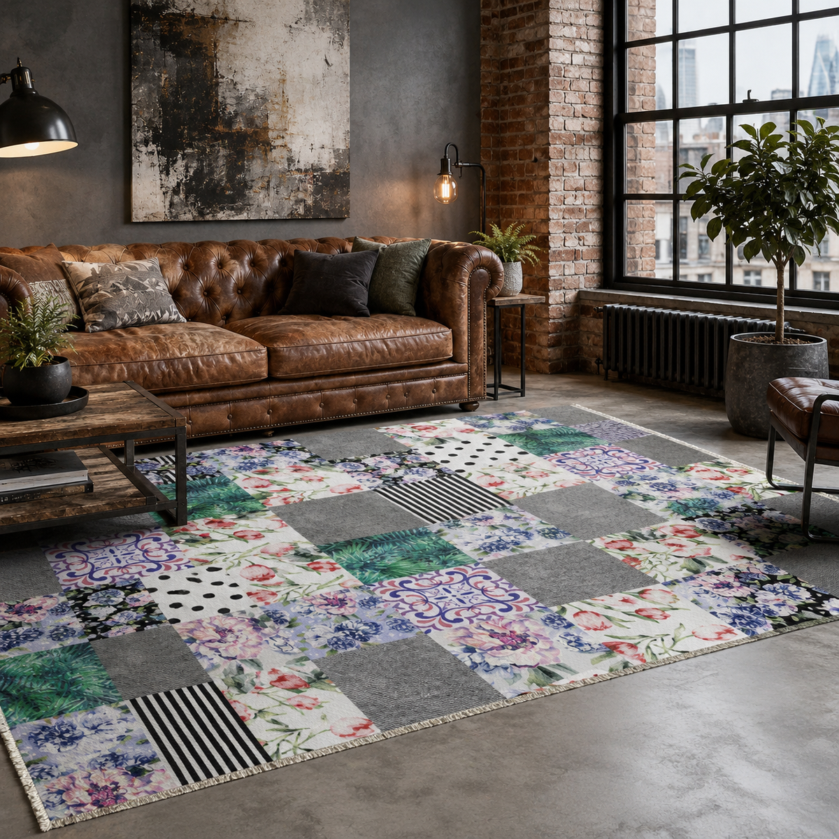 Tapis Géométrique Moderne Gris Lavable Sarah, vue 9