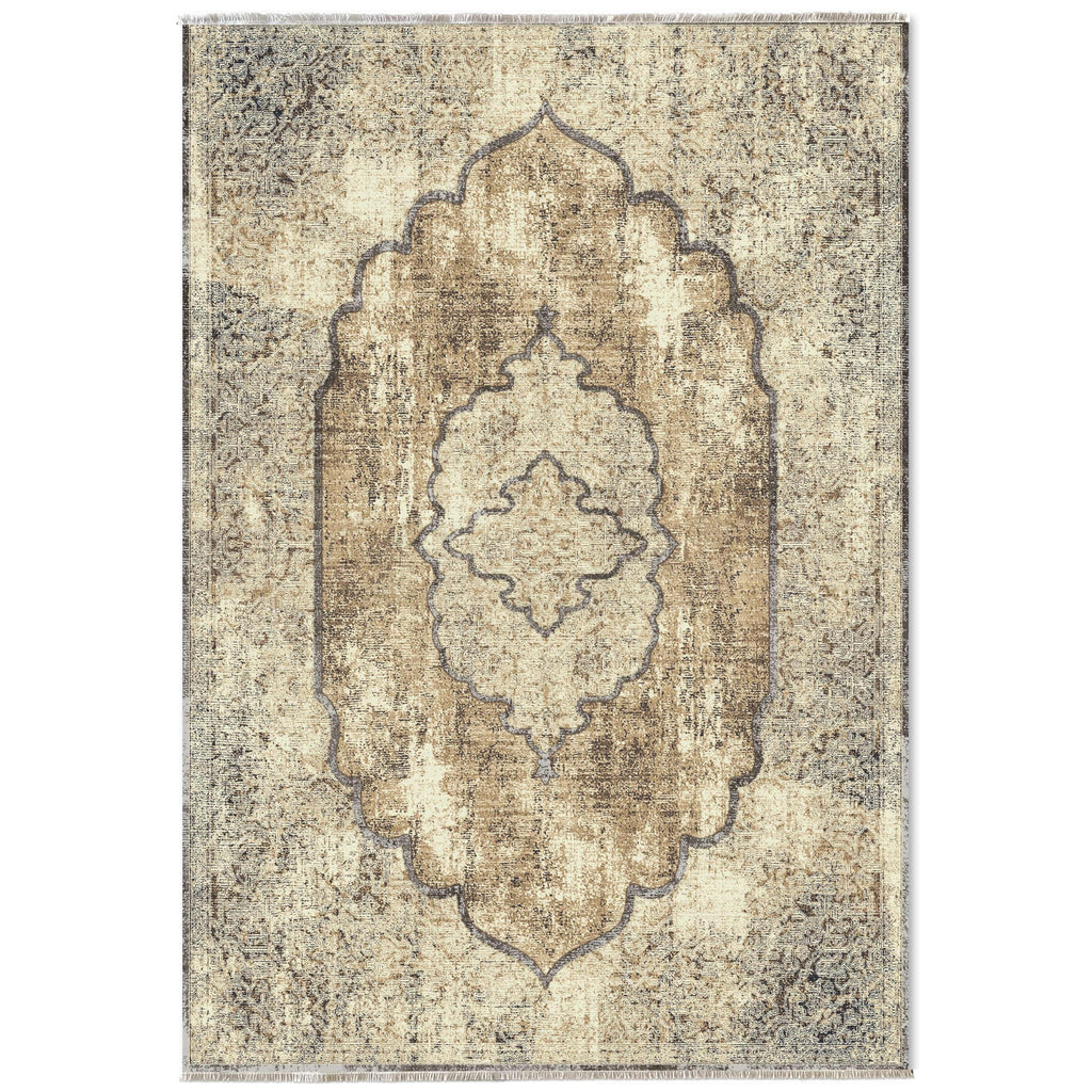 Détail du motif du tapis vintage bleu marine lavable Georgia