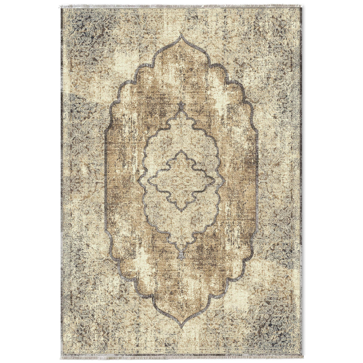 Détail du motif du tapis vintage bleu marine lavable Georgia