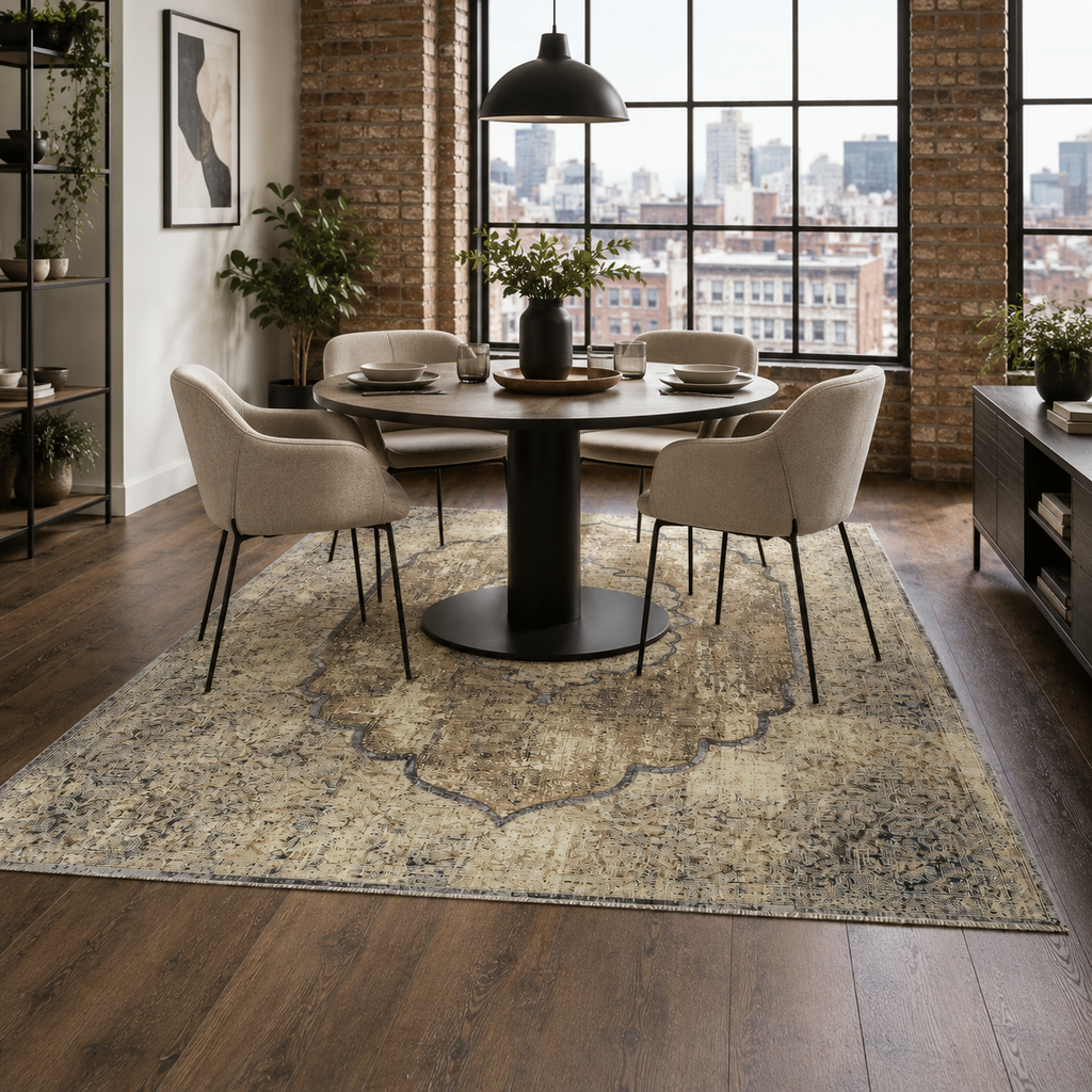 Tapis Vintage Bleu Marine Lavable Georgia, vue 6