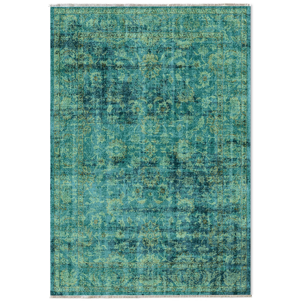 Détail du motif du tapis vintage gris lavable Flora