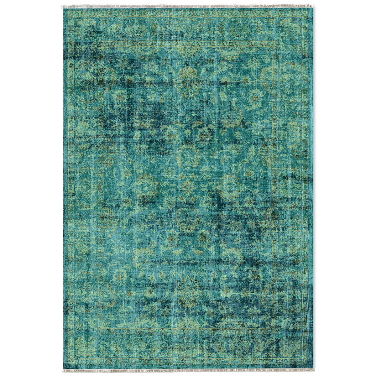Détail du motif du tapis vintage gris lavable Flora