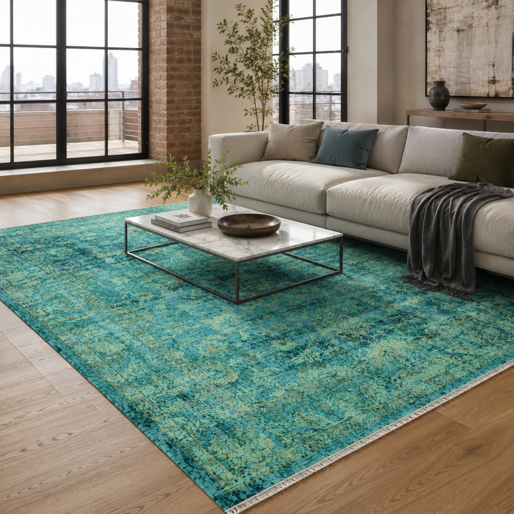 Tapis Vintage Gris Lavable Flora, vue 4