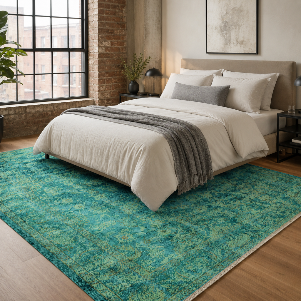Tapis Vintage Gris Lavable Flora, vue 5