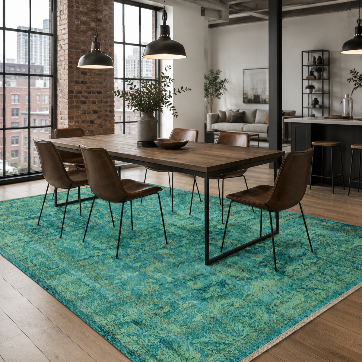 Tapis Vintage Gris Lavable Flora, vue 6