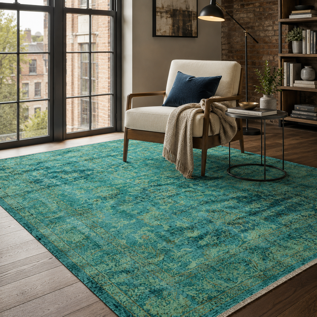 Tapis Vintage Gris Lavable Flora, vue 8