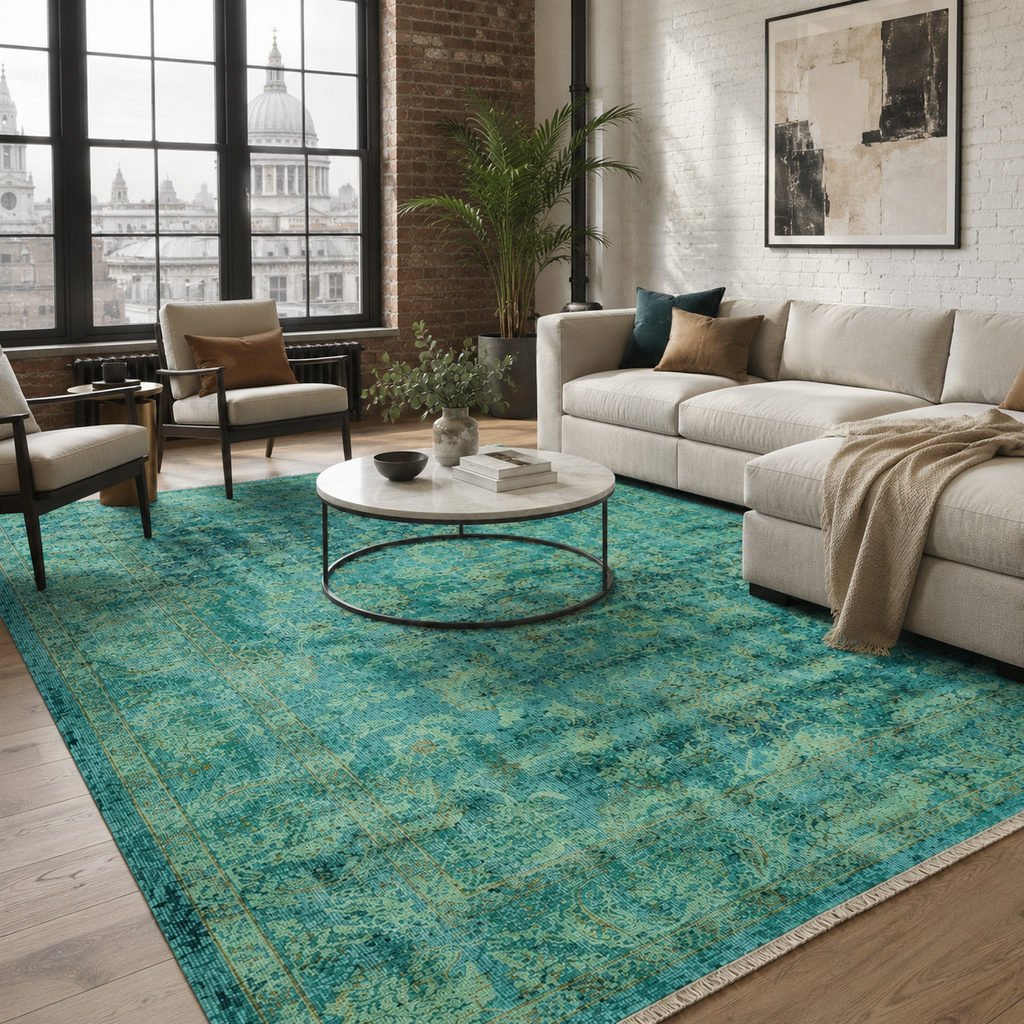 Tapis Vintage Gris Lavable Flora, vue 10