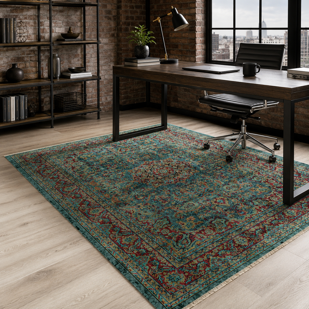 Tapis Vintage Bleu Marine Lavable Mia, vue 7