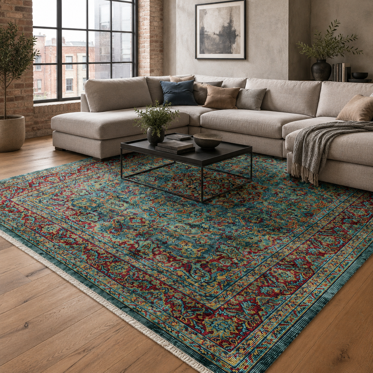 Tapis Vintage Bleu Marine Lavable Mia, vue 10
