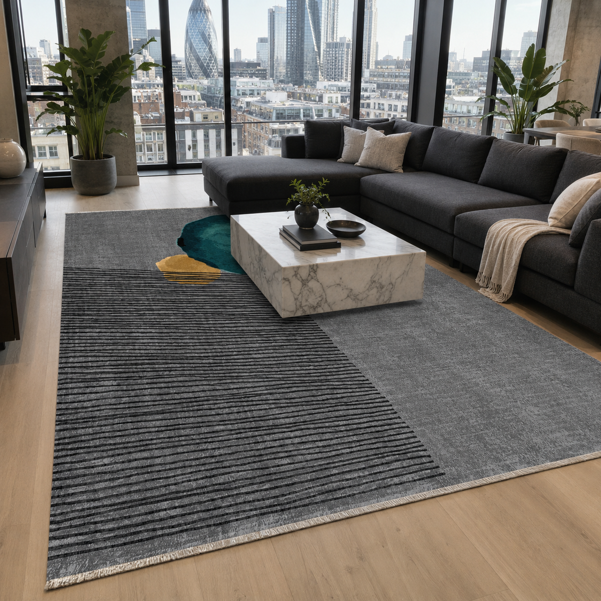 Tapis Moderne Gris Lavable Raphaëlle, vue 4