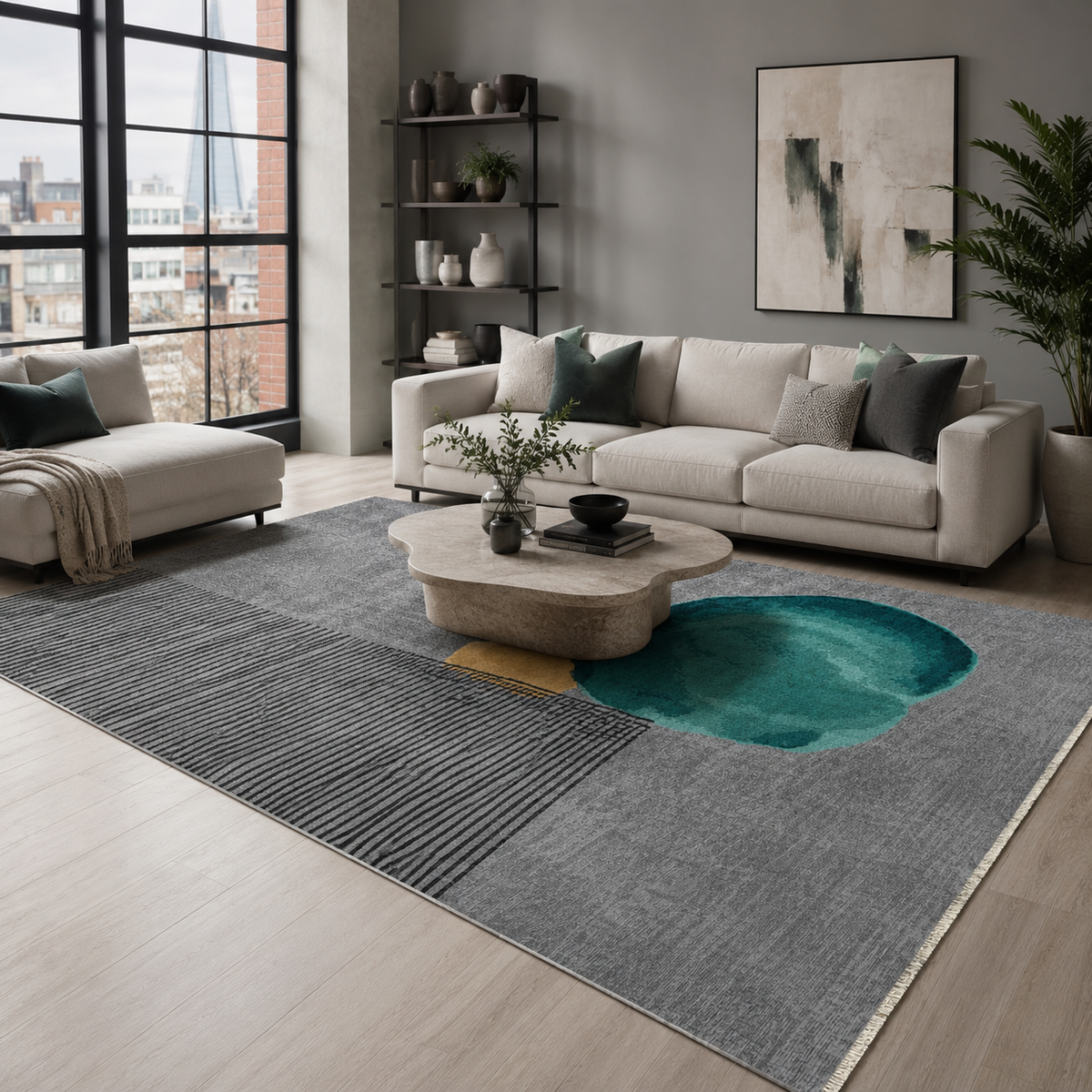 Tapis Moderne Gris Lavable Raphaëlle, vue 9