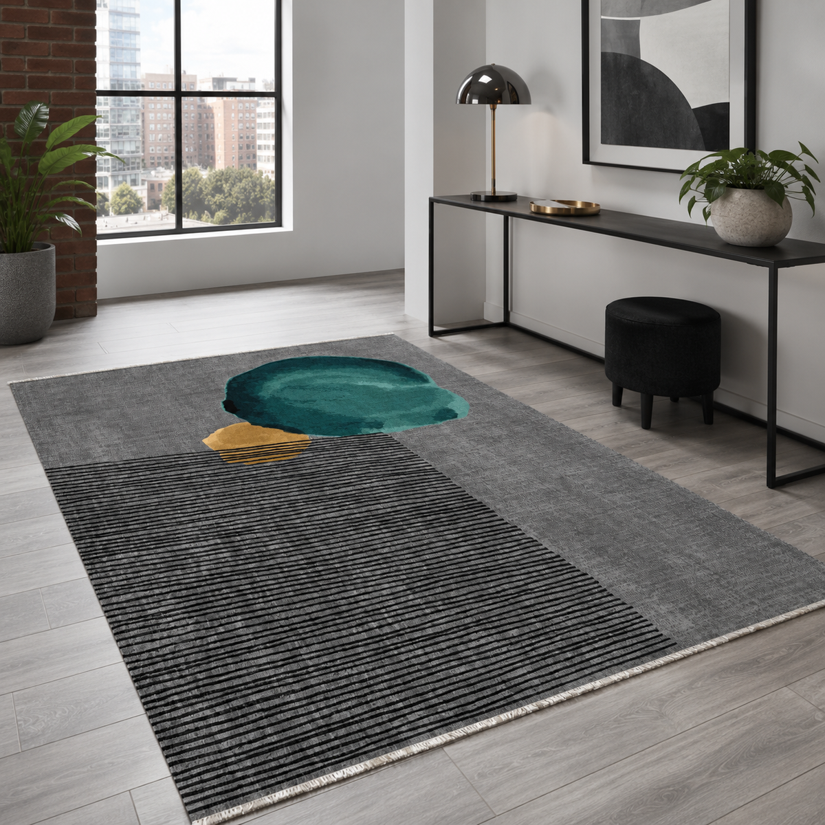 Tapis Moderne Gris Lavable Raphaëlle, vue 10
