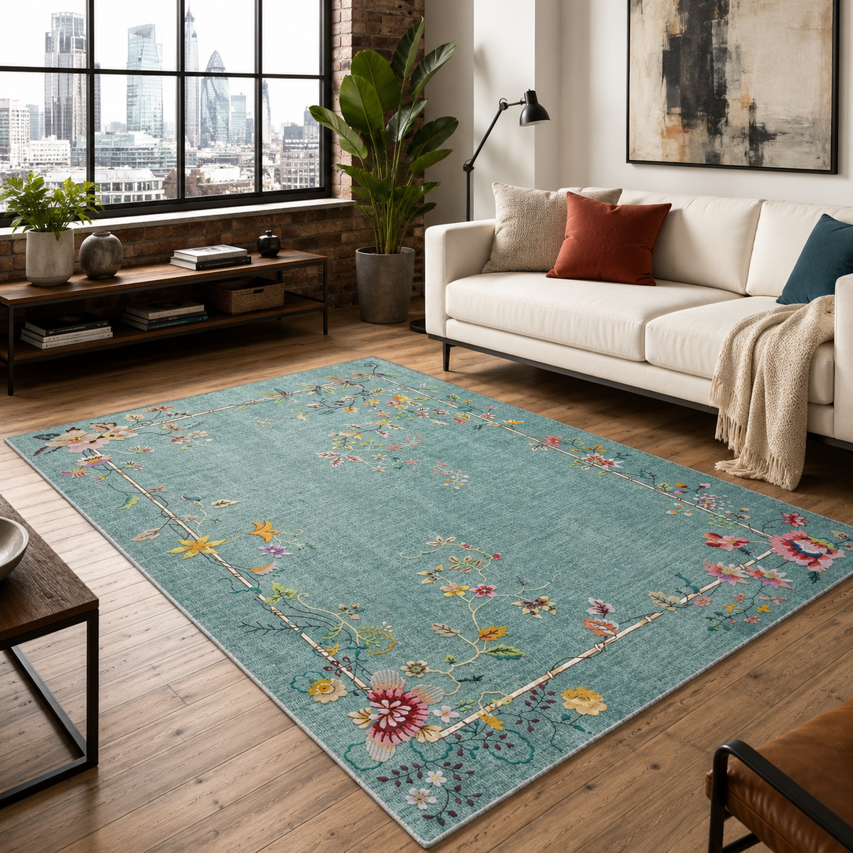 Tapis Classique Gris Lavable Elya, vue 3