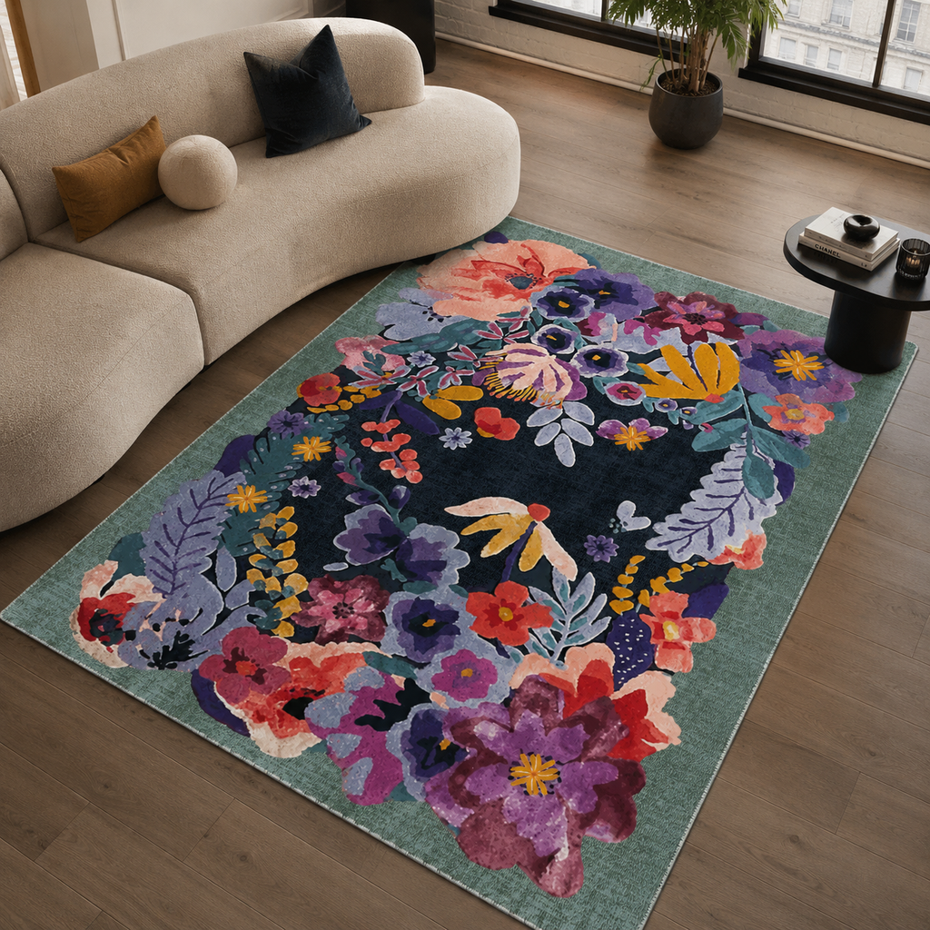 Tapis Classique Bleu Marine Lavable Pamina, vue 4
