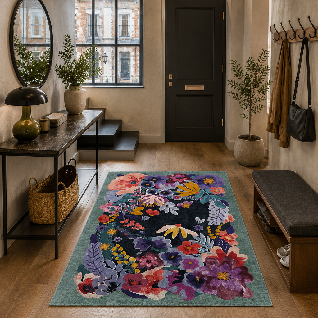 Tapis Classique Bleu Marine Lavable Pamina, vue 8