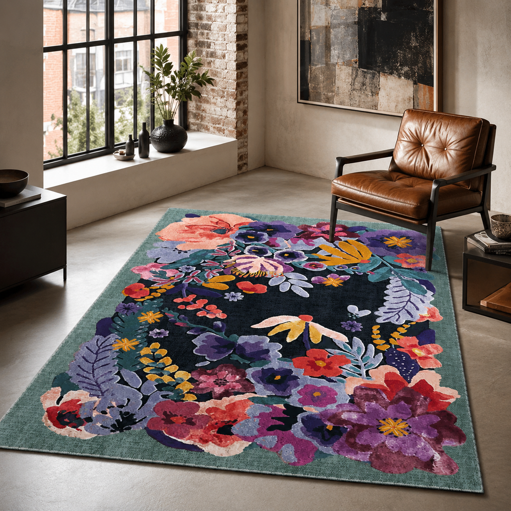 Tapis Classique Bleu Marine Lavable Pamina, vue 10