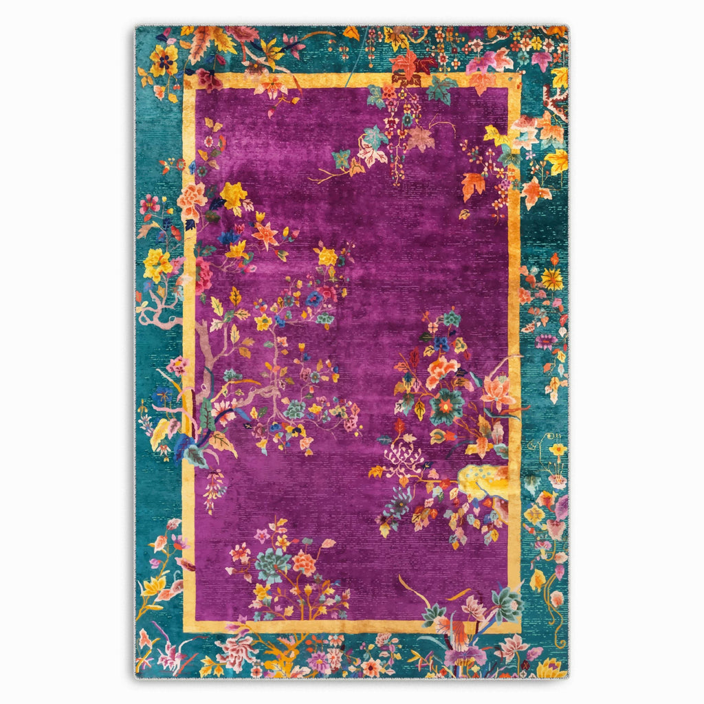 Détail du motif du tapis classique gris lavable Lorena