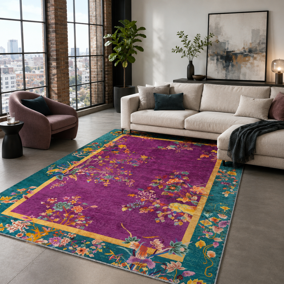 Tapis Classique Gris Lavable Lorena, vue 4