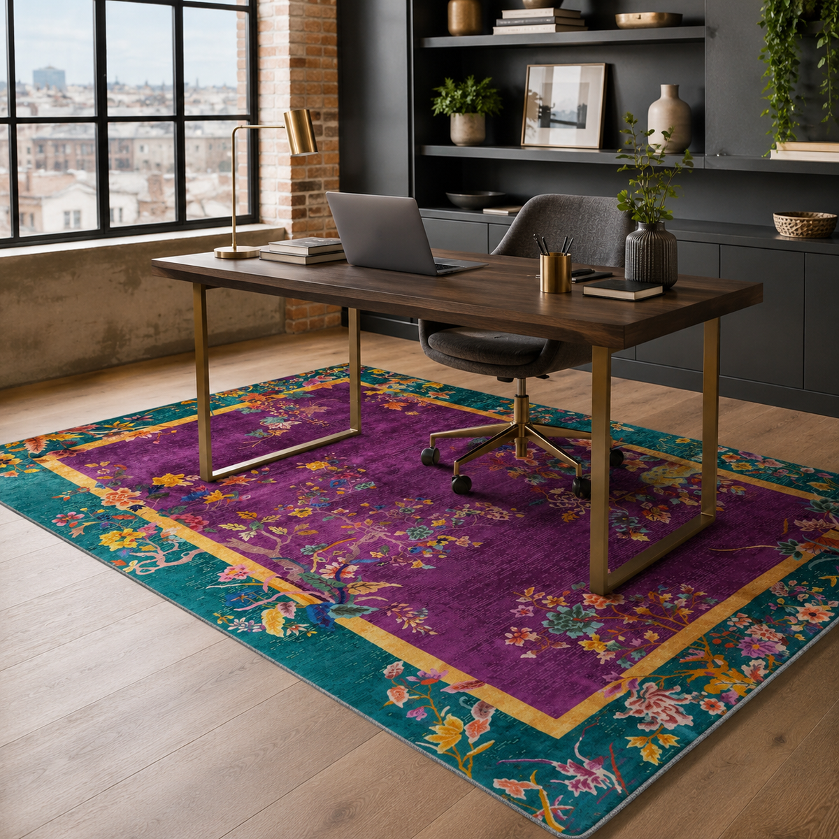 Tapis Classique Gris Lavable Lorena, vue 7