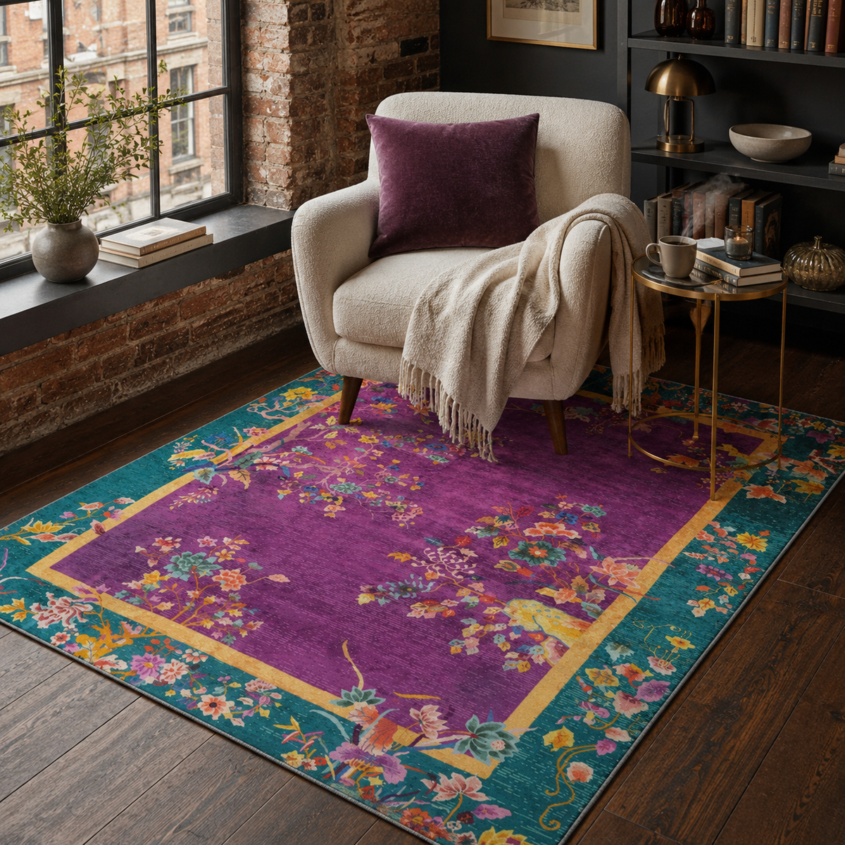 Tapis Classique Gris Lavable Lorena, vue 9