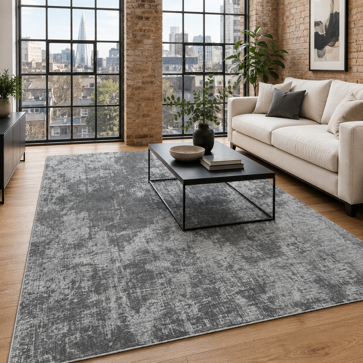 Tapis Moderne Gris Lavable Anouk, vue 3