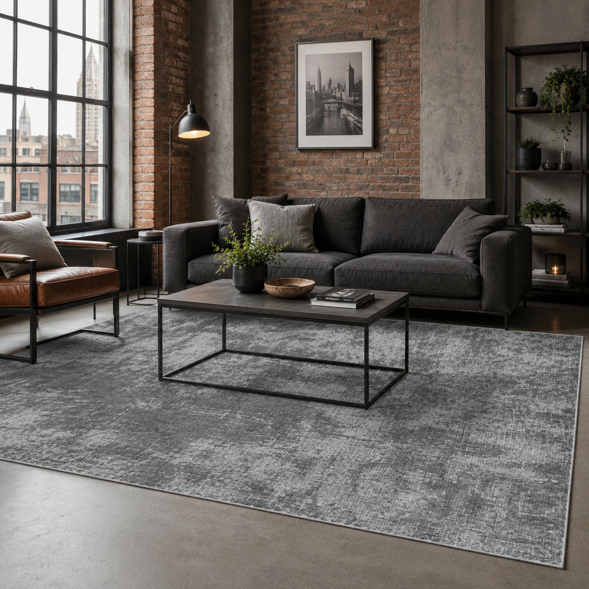 Tapis Moderne Gris Lavable Anouk, vue 4