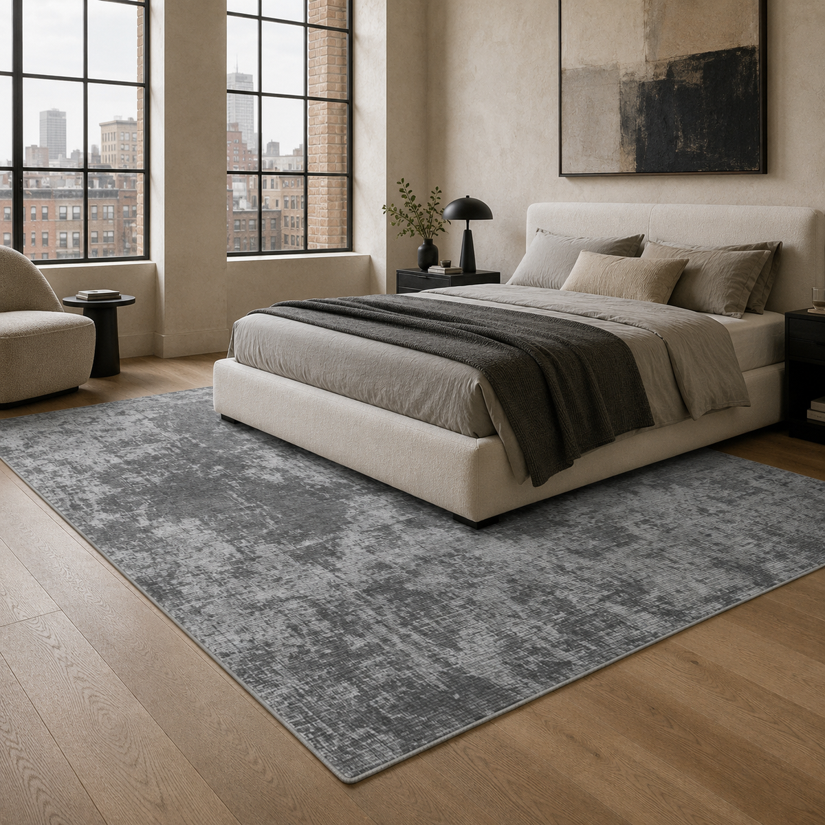 Tapis Moderne Gris Lavable Anouk, vue 5