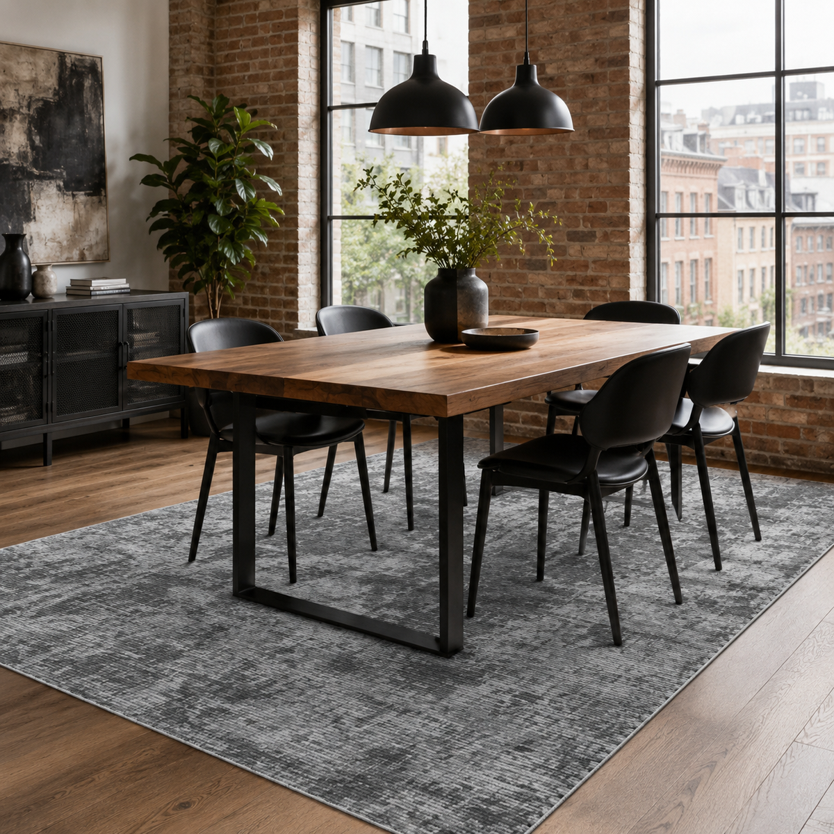Tapis Moderne Gris Lavable Anouk, vue 6