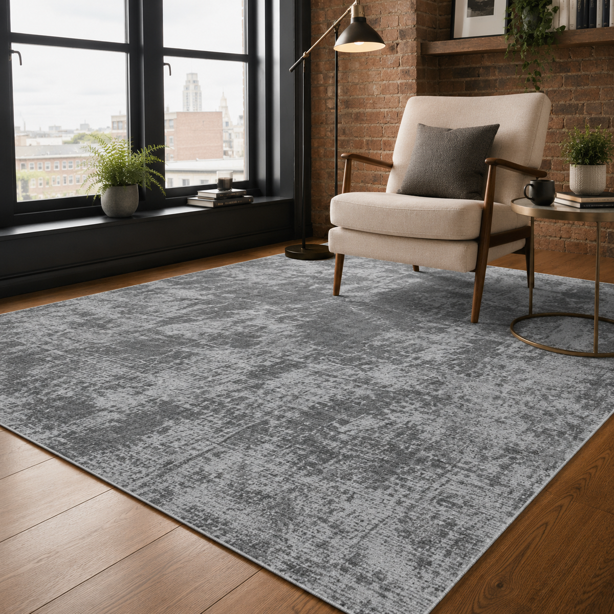 Tapis Moderne Gris Lavable Anouk, vue 8