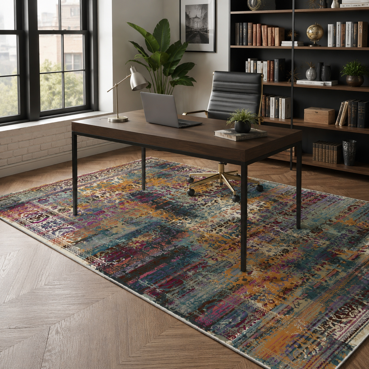 Tapis Classique Vintage Gris Lavable Alma, vue 6