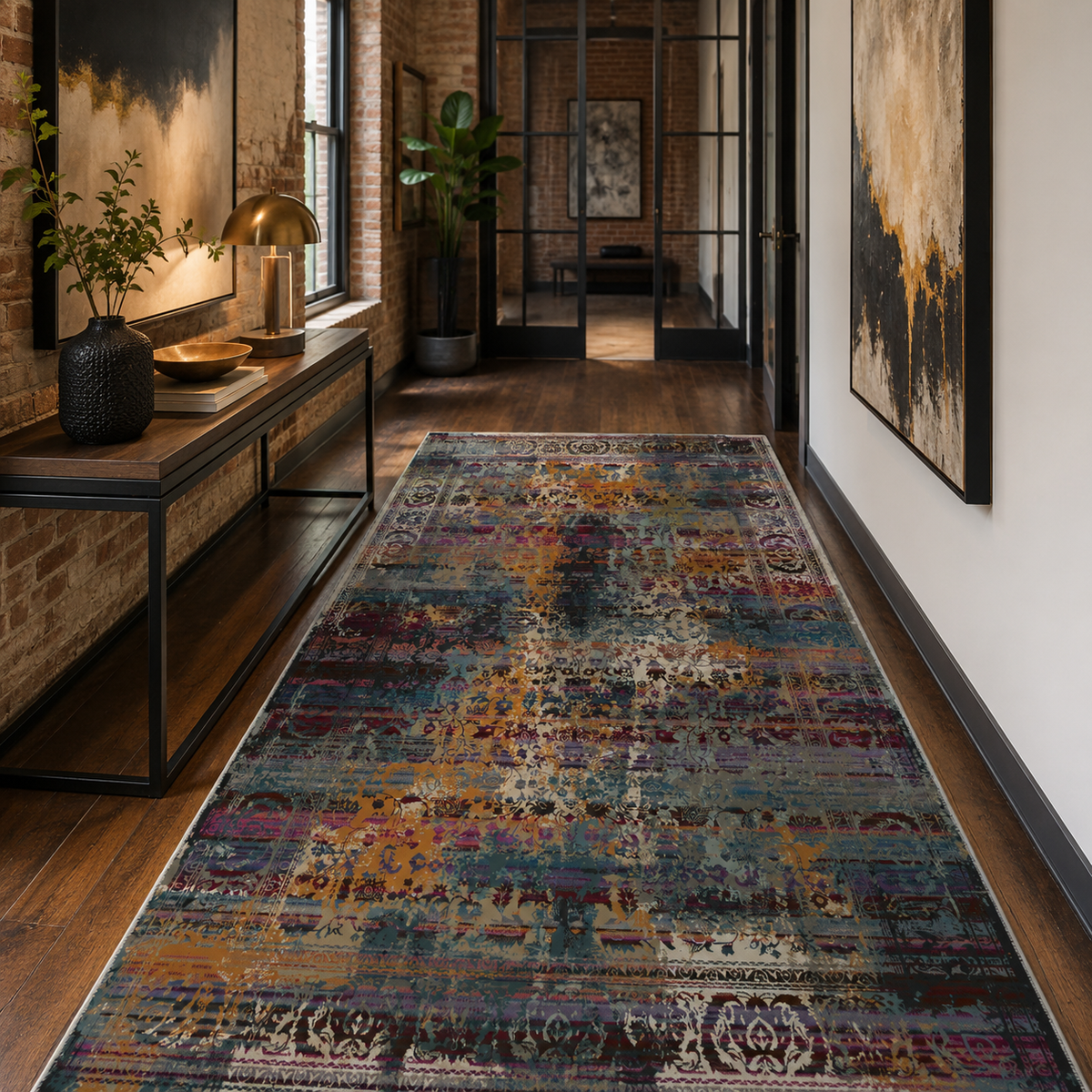 Tapis Classique Vintage Gris Lavable Alma, vue 7