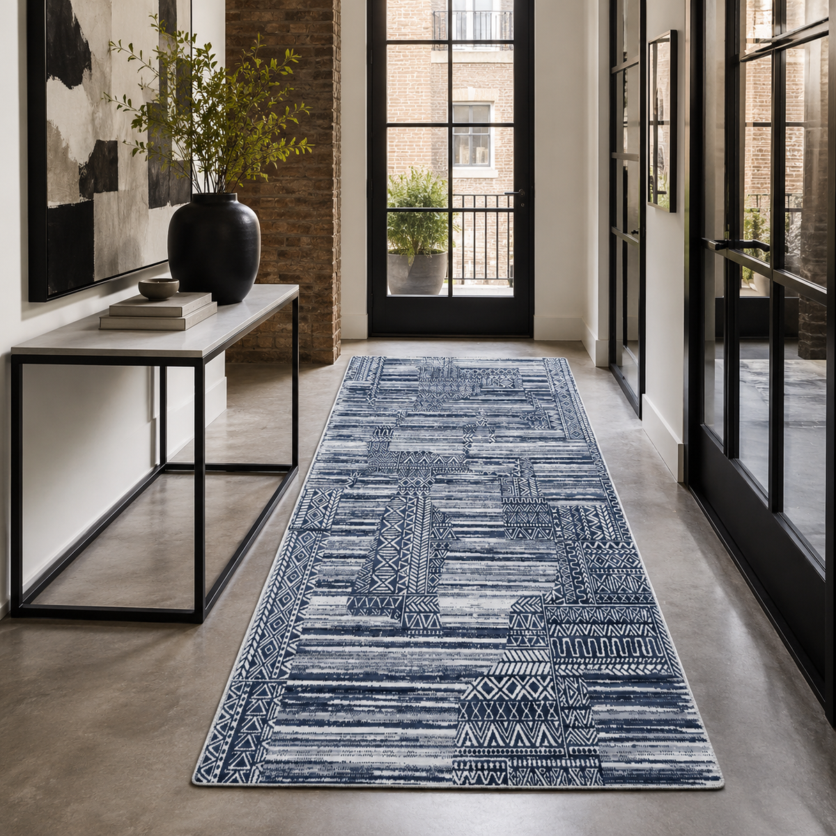 Tapis Moderne Bleu Marine Lavable Ismaël, vue 9