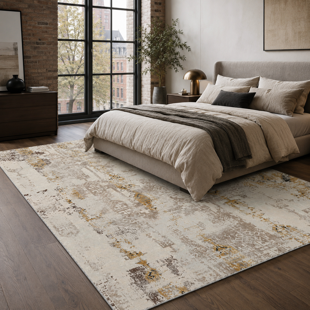 Tapis Ethnique Vintage Bleu Marine Lavable Héloïse, vue 5