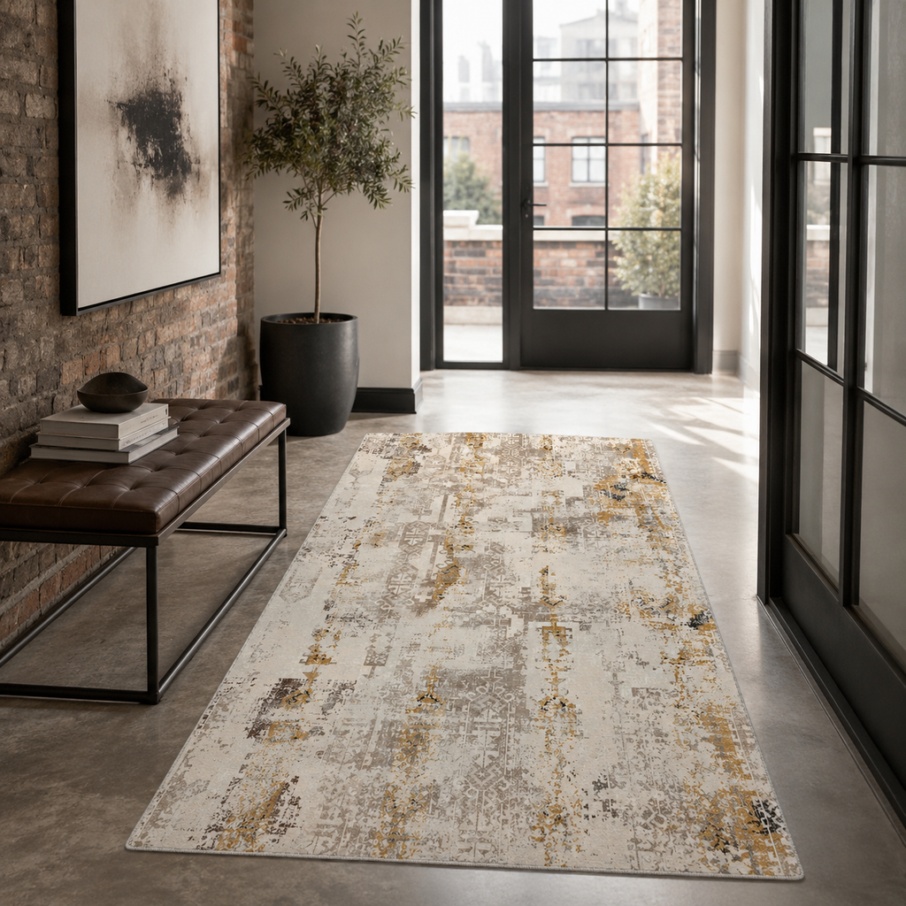 Tapis Ethnique Vintage Bleu Marine Lavable Héloïse, vue 10