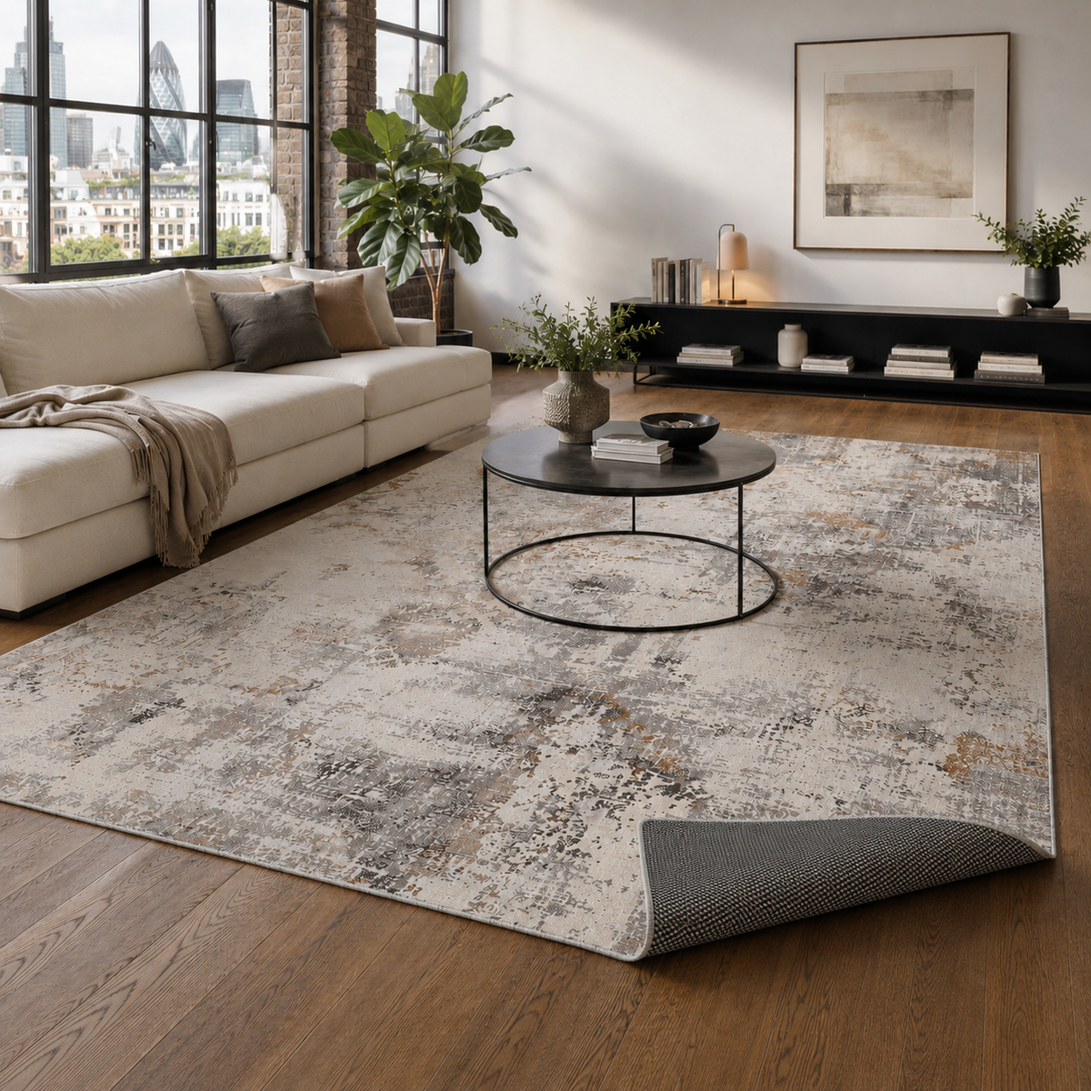 Tapis Ethnique Vintage Bleu Marine Lavable Zoé, vue 10