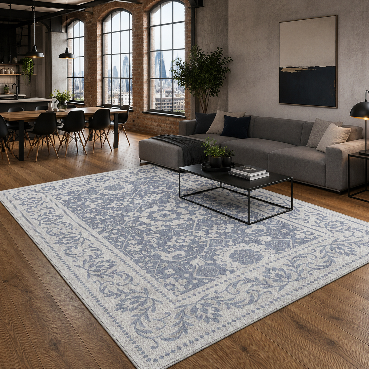 Tapis Classique Bleu Marine Lavable Anaïs, vue 5