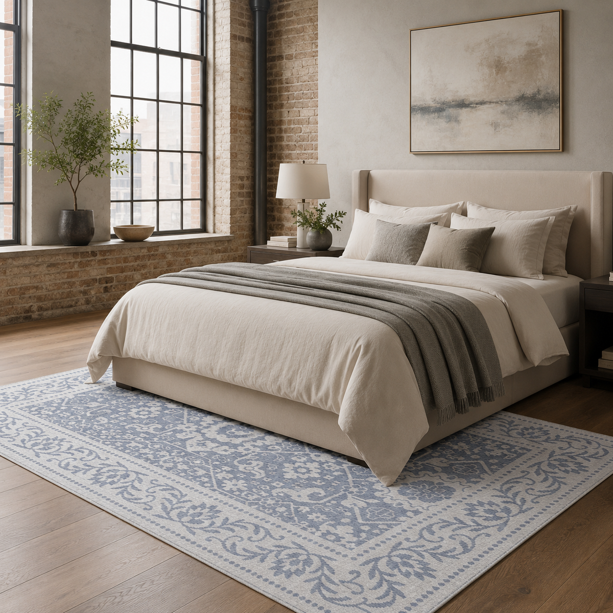 Tapis Classique Bleu Marine Lavable Anaïs, vue 6