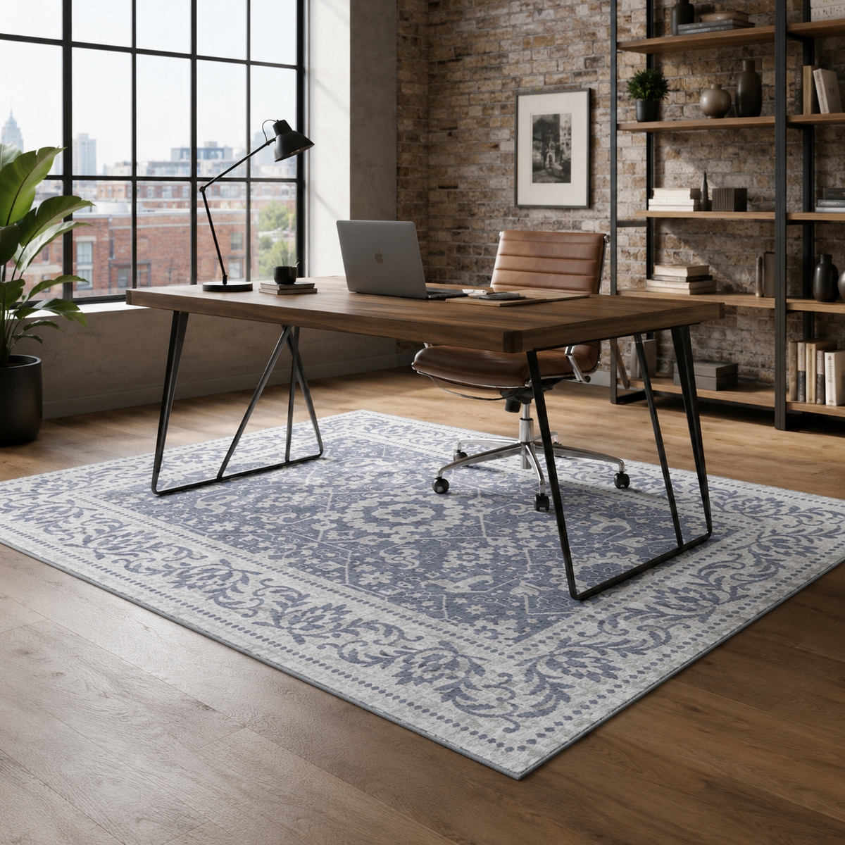 Tapis Classique Bleu Marine Lavable Anaïs, vue 7