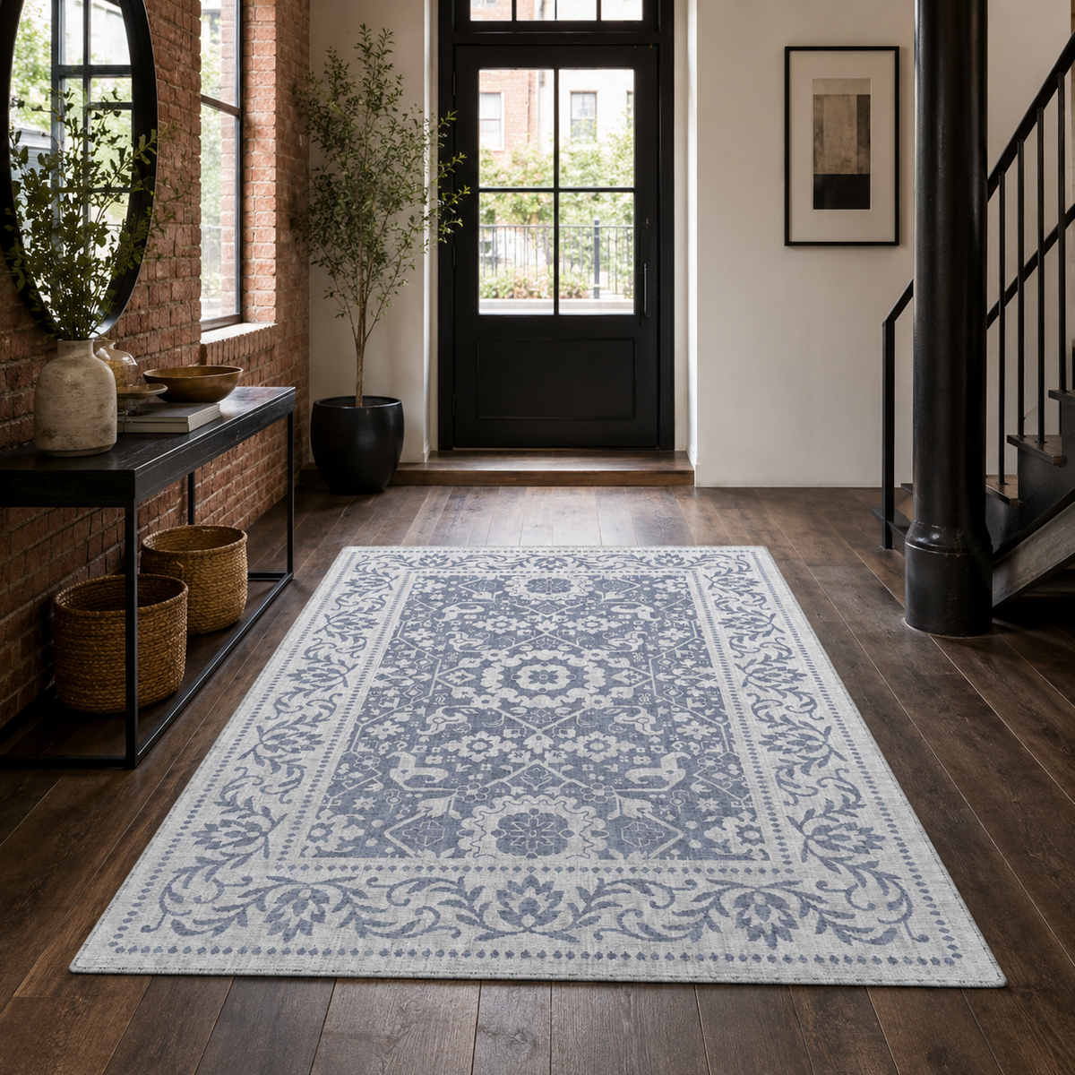 Tapis Classique Bleu Marine Lavable Anaïs, vue 10