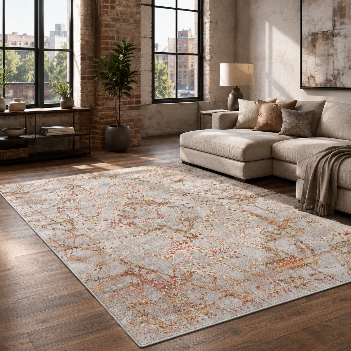 Tapis Classique Vintage Gris Lavable Brune, vue 3