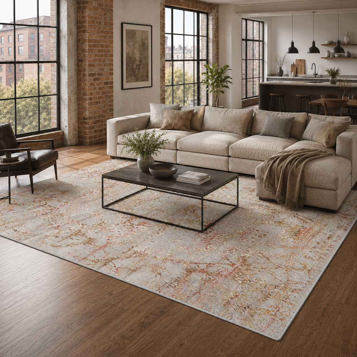 Tapis Classique Vintage Gris Lavable Brune, vue 4