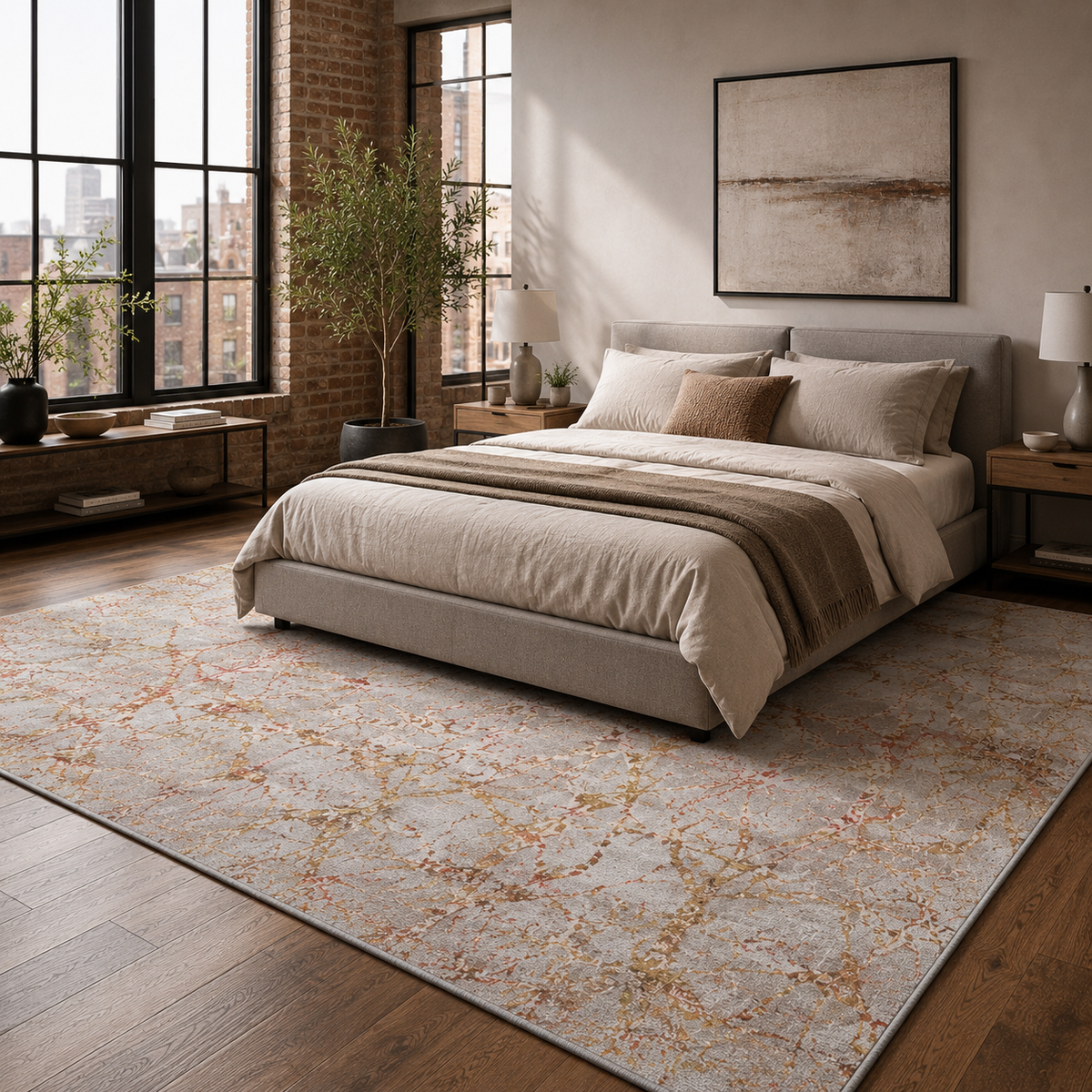 Tapis Classique Vintage Gris Lavable Brune, vue 5